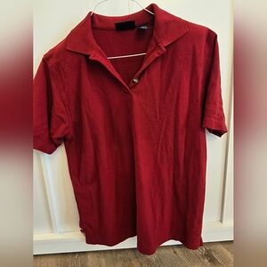 C.B. Casual Unisex Maroon Polo Dress Shirt with Shoulder Pads - Size XL